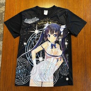 DanMachi Hestia Familia Graphic Print Japanese T Shirt Men’s Size Medium Black